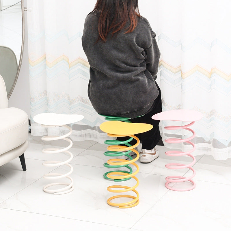 Silla de comedor contemporánea de primavera redonda de hierro y plástico para comedor 