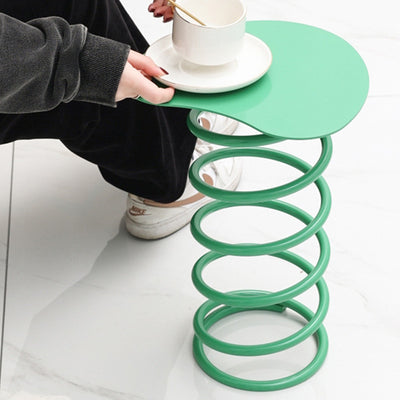 Silla de comedor contemporánea de primavera redonda de hierro y plástico para comedor 