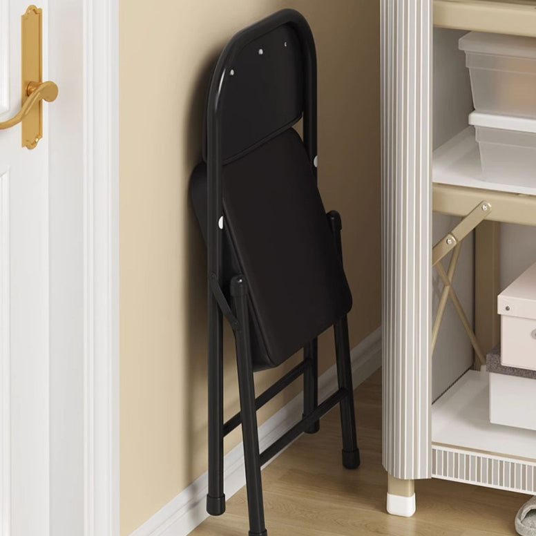 Silla de comedor plegable de estilo moderno y sencillo, con estructura de acero, cuero PU, esponja y respaldo, para comedor 
