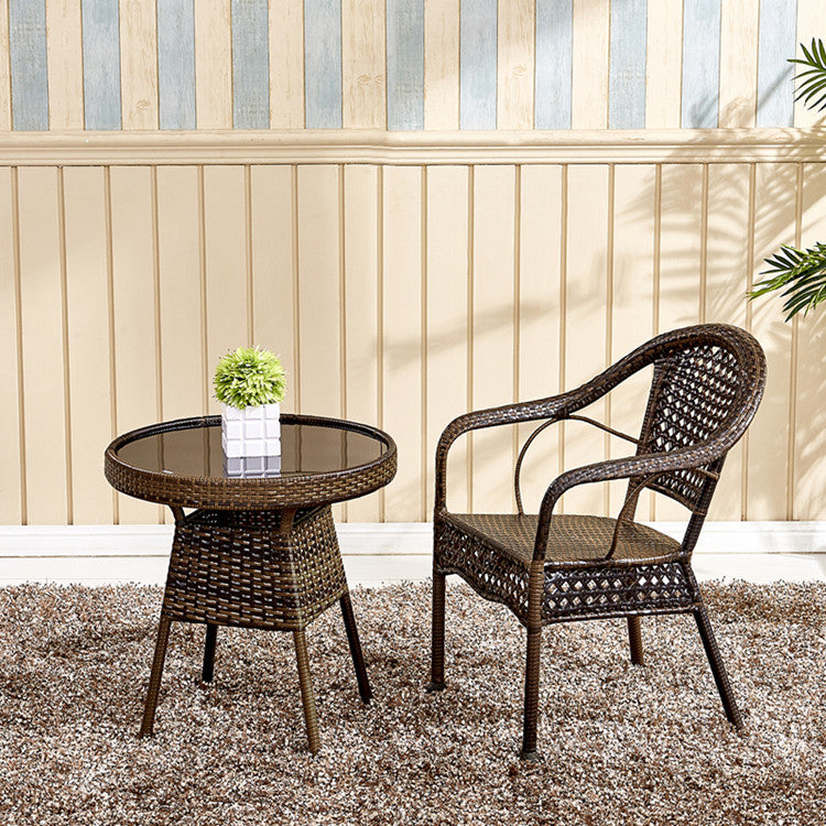 Chaise de salle à manger vintage traditionnelle en rotin annulaire avec dossier et accoudoirs pour salle à manger 