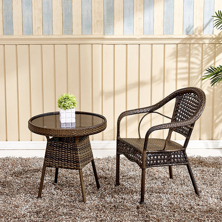 Chaise de salle à manger vintage traditionnelle en rotin annulaire avec dossier et accoudoirs pour salle à manger 