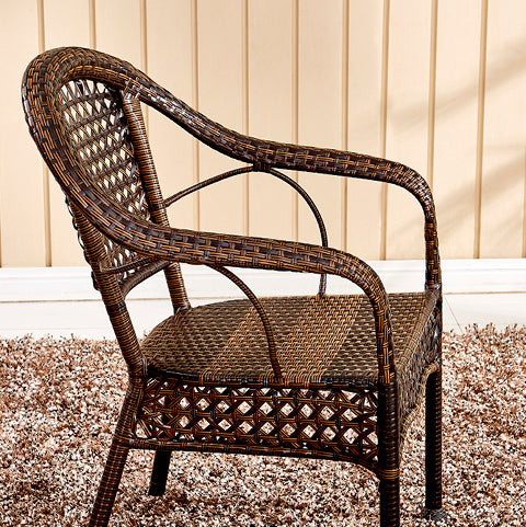 Chaise de salle à manger vintage traditionnelle en rotin annulaire avec dossier et accoudoirs pour salle à manger 
