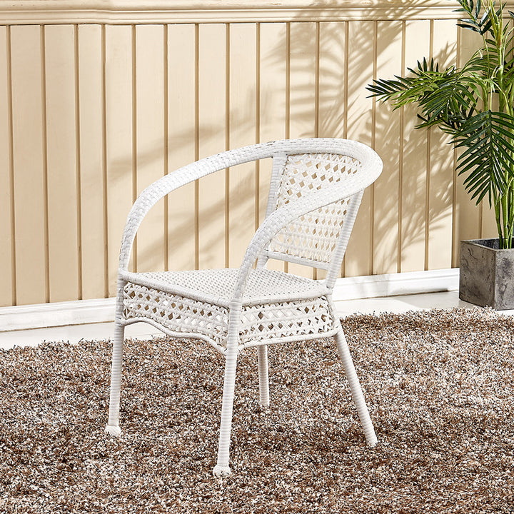 Chaise de salle à manger vintage traditionnelle en rotin annulaire avec dossier et accoudoirs pour salle à manger 