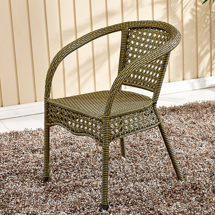 Chaise de salle à manger vintage traditionnelle en rotin annulaire avec dossier et accoudoirs pour salle à manger 