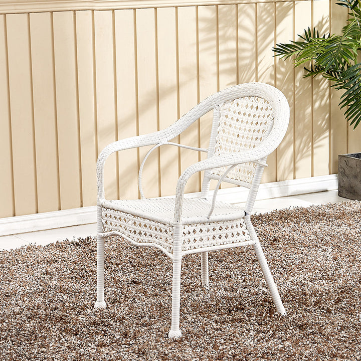 Chaise de salle à manger vintage traditionnelle en rotin annulaire avec dossier et accoudoirs pour salle à manger 