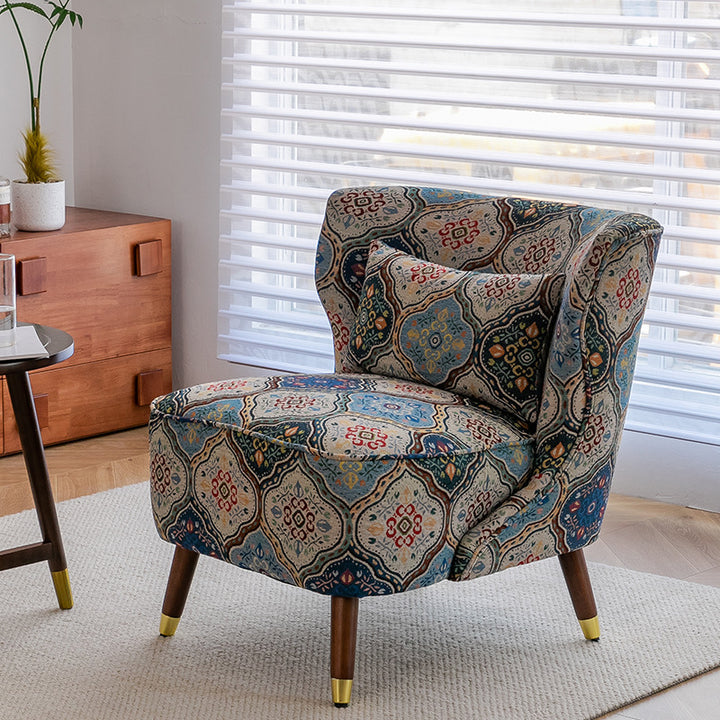 Chaise d'appoint en bois massif avec dossier en mousse haute densité de style vintage traditionnel pour salon 