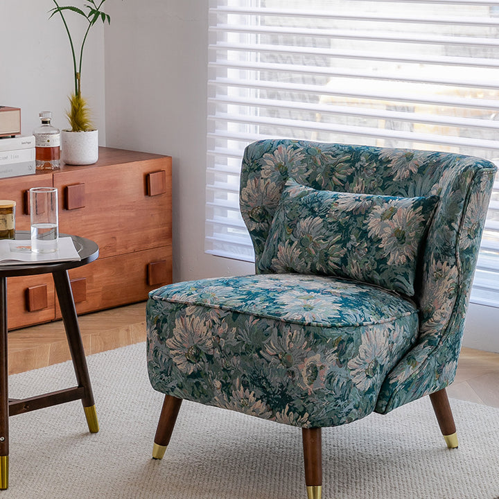Chaise d'appoint en bois massif avec dossier en mousse haute densité de style vintage traditionnel pour salon 