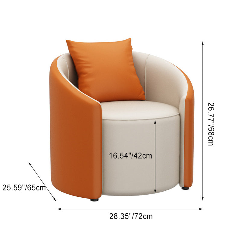 Modern Simplicity Cylinder Leather Solid Wood Accent Chair Backrest Armrest For Living Room