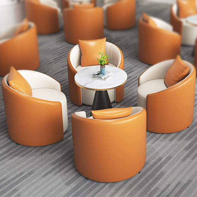Simplicité Moderne Cylindre PU Cuir Bois Massif Chaise d'Accent Dossier Accoudoir Pour Salon 
