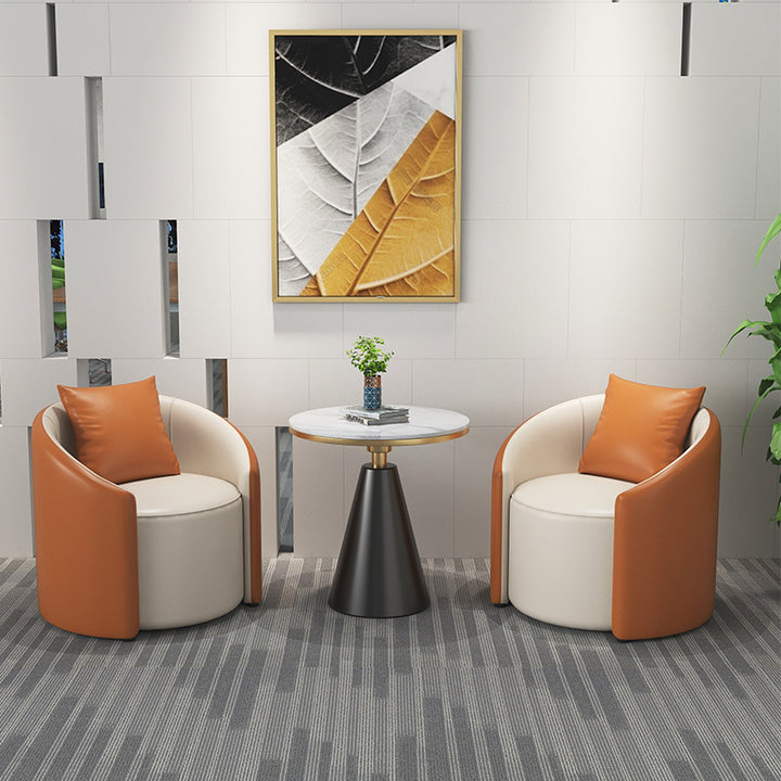 Simplicité Moderne Cylindre PU Cuir Bois Massif Chaise d'Accent Dossier Accoudoir Pour Salon 
