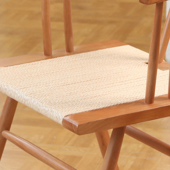 Traditional Chinese Square Rubberwood Kraft Pape Rope Dining Chair Backrest For Dining Room