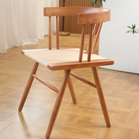 Traditional Chinese Square Rubberwood Kraft Pape Rope Dining Chair Backrest For Dining Room