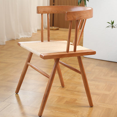 Respaldo de silla de comedor de cuerda de madera maciza cuadrada tradicional china para comedor 