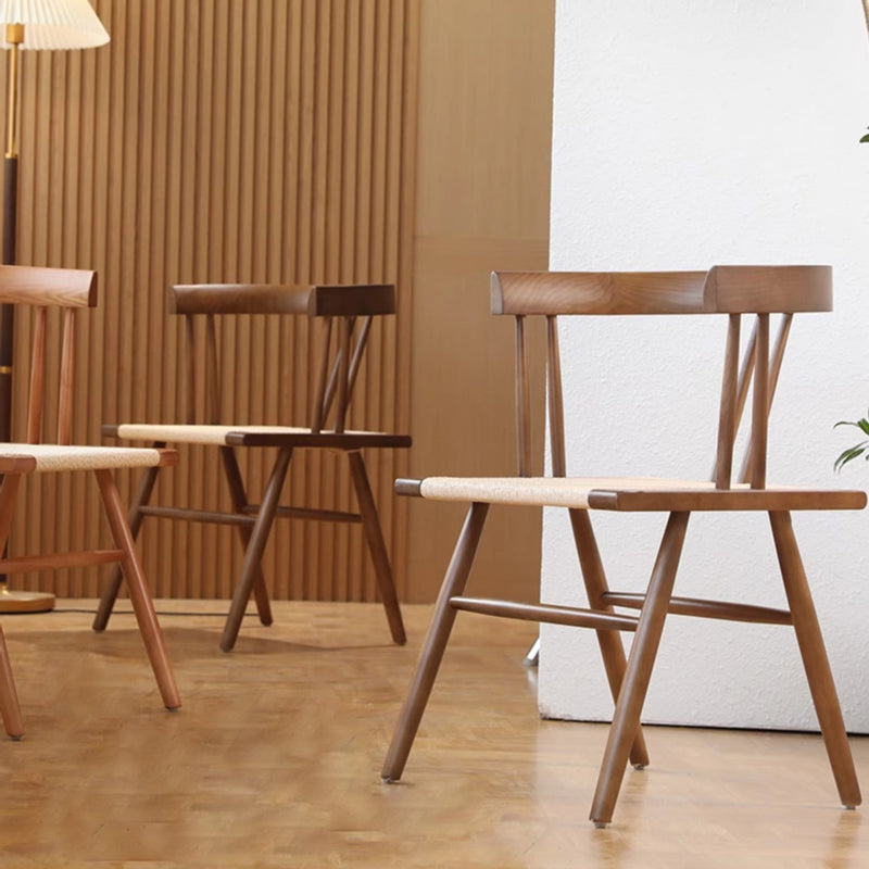 Respaldo de silla de comedor de cuerda de madera maciza cuadrada tradicional china para comedor 