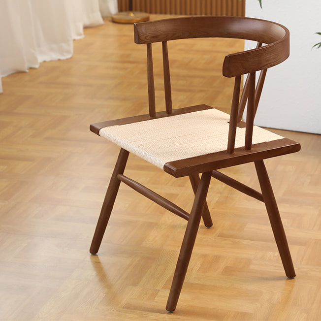 Respaldo de silla de comedor de cuerda de madera maciza cuadrada tradicional china para comedor 
