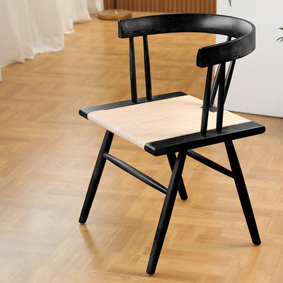 Respaldo de silla de comedor de cuerda de madera maciza cuadrada tradicional china para comedor 