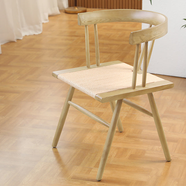 Traditional Chinese Square Rubberwood Kraft Pape Rope Dining Chair Backrest For Dining Room