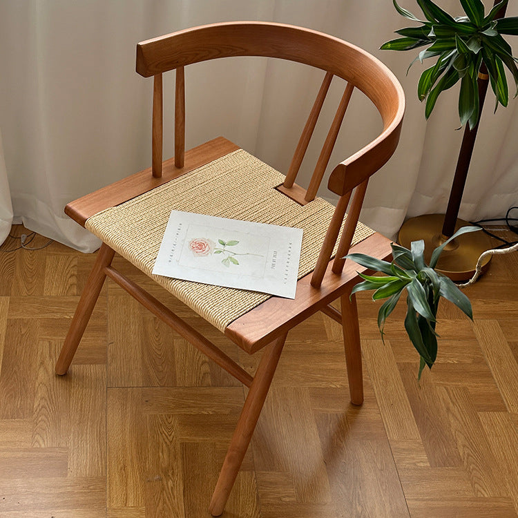 Traditional Chinese Square Rubberwood Kraft Pape Rope Dining Chair Backrest For Dining Room