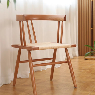 Respaldo de silla de comedor de cuerda de madera maciza cuadrada tradicional china para comedor 