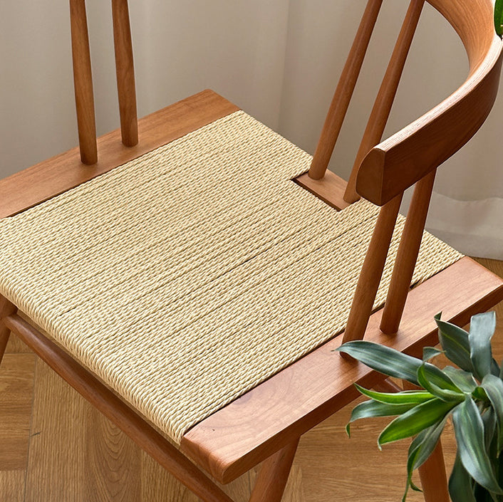 Traditional Chinese Square Rubberwood Kraft Pape Rope Dining Chair Backrest For Dining Room