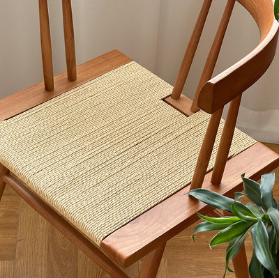 Respaldo de silla de comedor de cuerda de madera maciza cuadrada tradicional china para comedor 