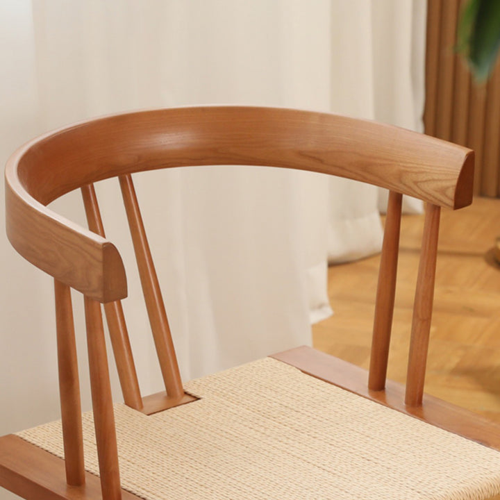 Traditional Chinese Square Rubberwood Kraft Pape Rope Dining Chair Backrest For Dining Room
