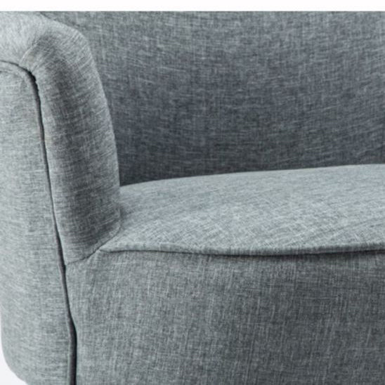 Contemporary Scandinavian Round Solid Wood Cotton Hemp Accent Chair Backrest Armrest For Living Room