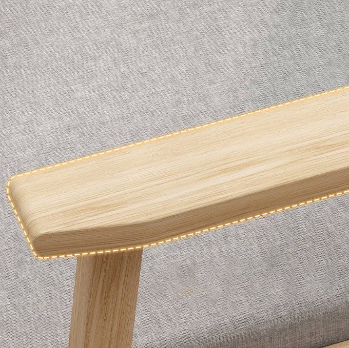 Chaise de salle à manger moderne minimaliste carrée en bois massif avec dossier et accoudoirs en coton 