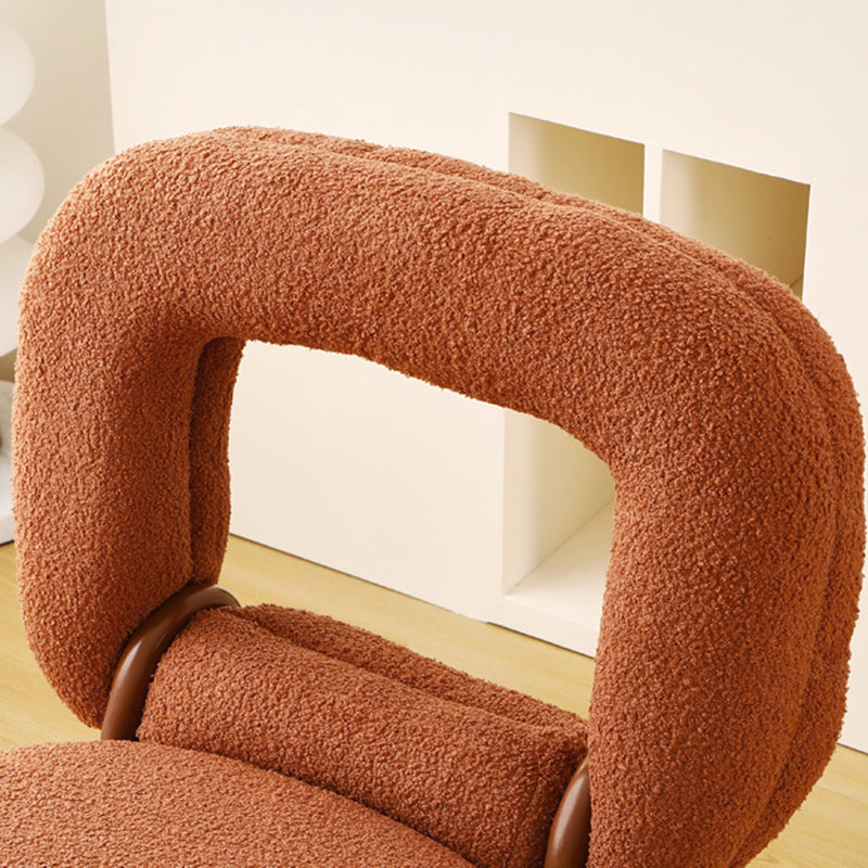Moderner minimalistischer Donut-Quadrat-Lammwoll-Kohlenstoffstahl-Schminkhocker mit Rückenlehne für das Schlafzimmer 