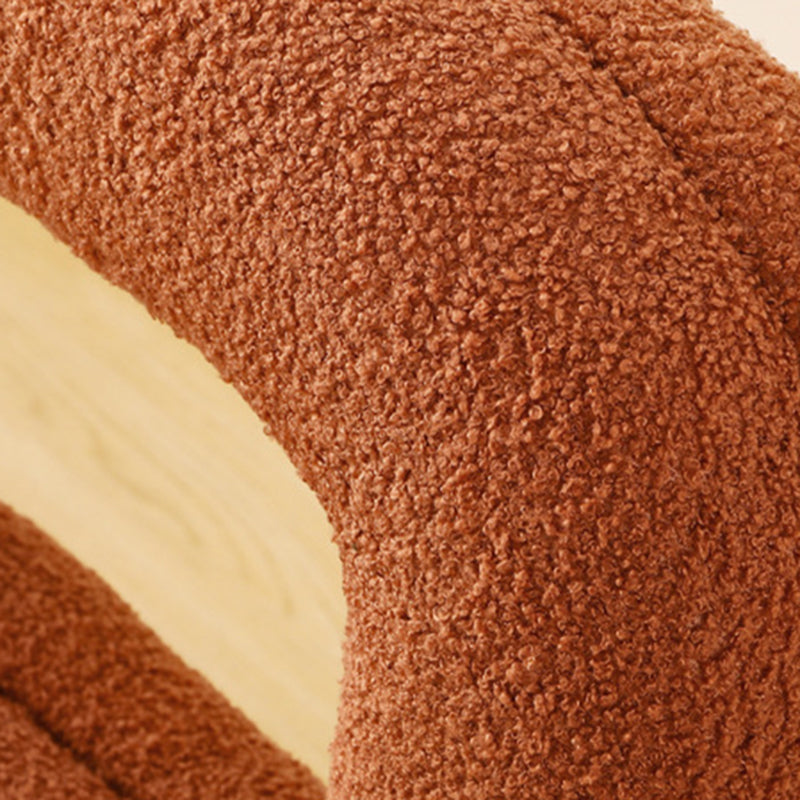 Moderner minimalistischer Donut-Quadrat-Lammwoll-Kohlenstoffstahl-Schminkhocker mit Rückenlehne für das Schlafzimmer 