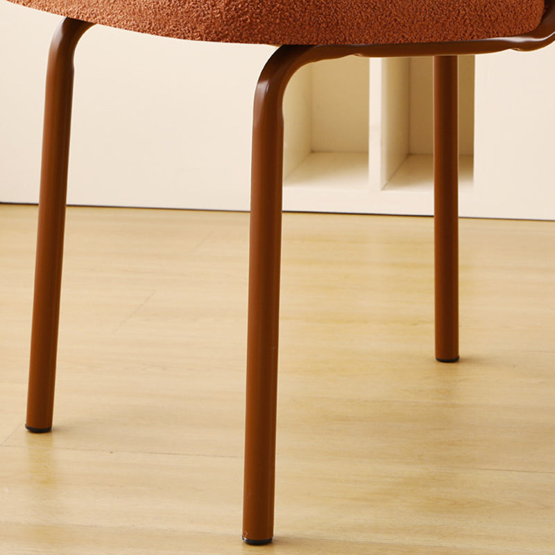 Moderner minimalistischer Donut-Quadrat-Lammwoll-Kohlenstoffstahl-Schminkhocker mit Rückenlehne für das Schlafzimmer 