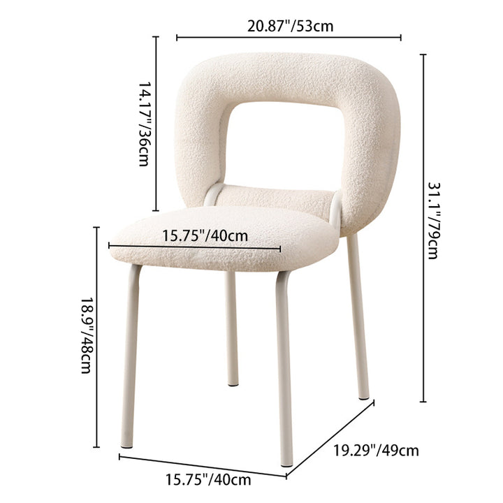 Modern Minimalist Doughnut Square Sherpa Fabric Iron Vanity Stool Backrest For Bedroom