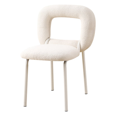 Moderner minimalistischer Donut-Quadrat-Lammwoll-Kohlenstoffstahl-Schminkhocker mit Rückenlehne für das Schlafzimmer 