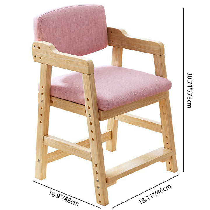 Modern Simplicity Square Cotton Linen Solid Wood High Resilience Foam Vanity Stool Backrest Armrest For Bedroom
