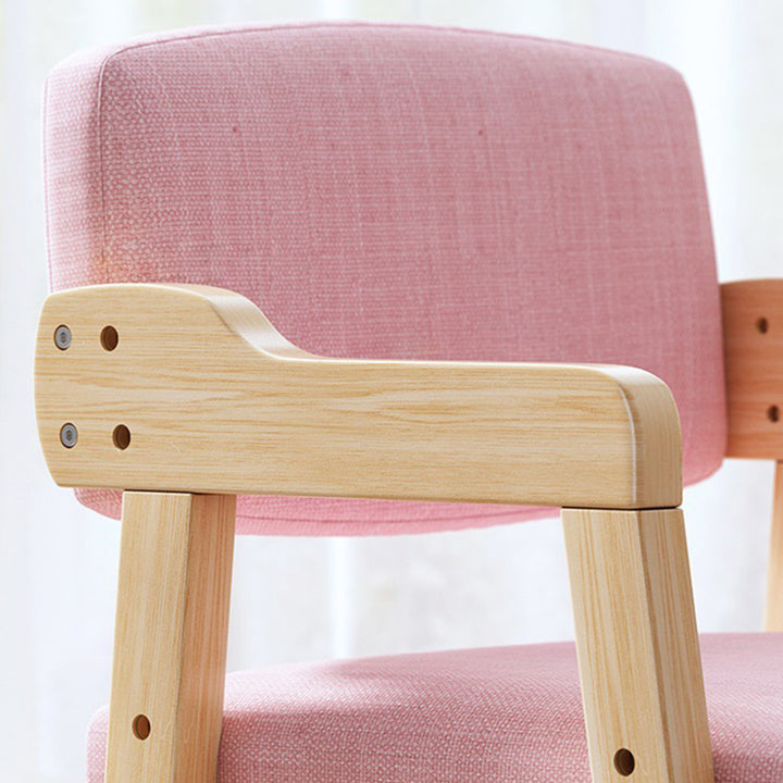 Modern Simplicity Square Cotton Linen Solid Wood High Resilience Foam Vanity Stool Backrest Armrest For Bedroom