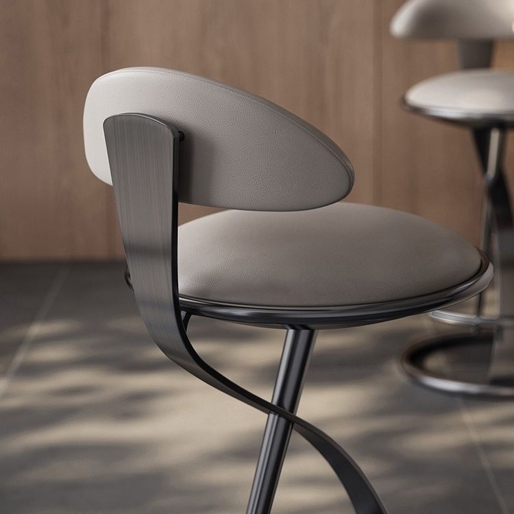 Contemporary Nordic Round Leather Stainless Steel Bar Stool Backrest For Dining Room
