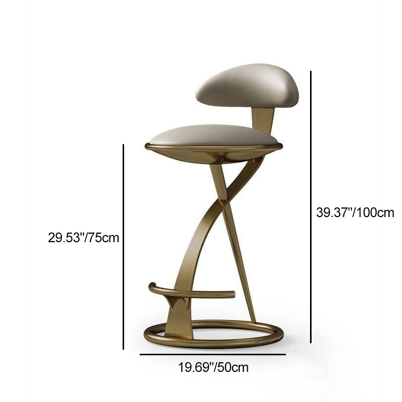 Contemporary Nordic Round Leather Stainless Steel Bar Stool Backrest For Dining Room