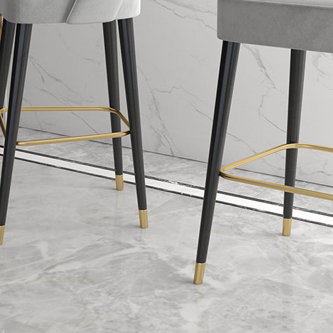 Modern Luxury Square High Resilience Foam Matte Velvet Iron Bar Stool Backrest For Kitchen