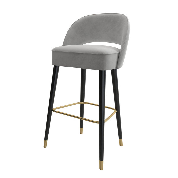 Modern Luxury Square High Resilience Foam Matte Velvet Iron Bar Stool Backrest For Kitchen