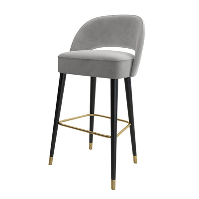 Taburete de bar moderno y lujoso de espuma de alta resiliencia cuadrada con respaldo de metal para cocina 
