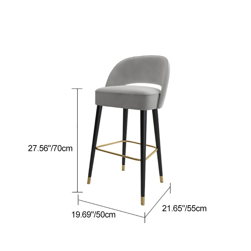 Modern Luxury Square High Resilience Foam Matte Velvet Iron Bar Stool Backrest For Kitchen