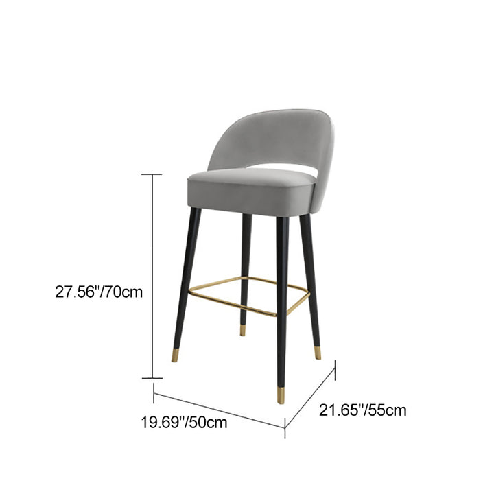 Modern Luxury Square High Resilience Foam Matte Velvet Iron Bar Stool Backrest For Kitchen