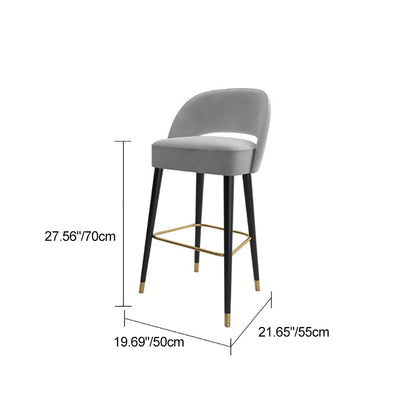 Taburete de bar moderno y lujoso de espuma de alta resiliencia cuadrada con respaldo de metal para cocina 