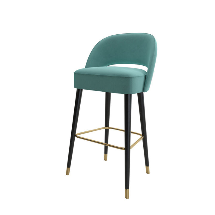 Modern Luxury Square High Resilience Foam Matte Velvet Iron Bar Stool Backrest For Kitchen