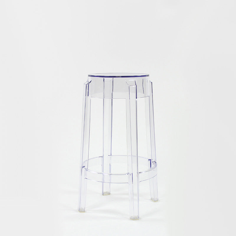 Modern Minimalist Round Plastic Bar Stool Footrest For Dining Room