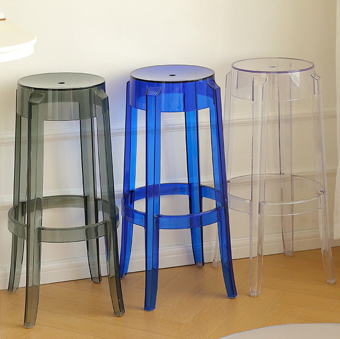 Modern Minimalist Round Plastic Bar Stool Footrest For Dining Room