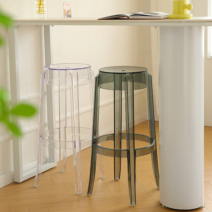 Modern Minimalist Round Plastic Bar Stool Footrest For Dining Room