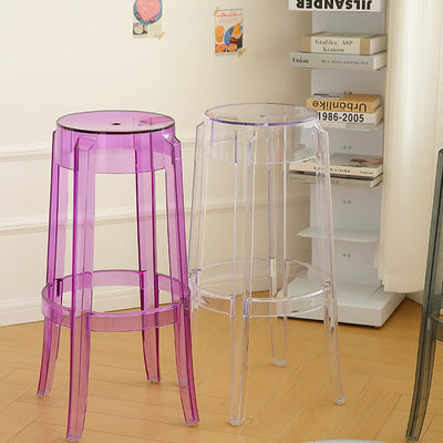 Modern Minimalist Round Plastic Bar Stool Footrest For Dining Room
