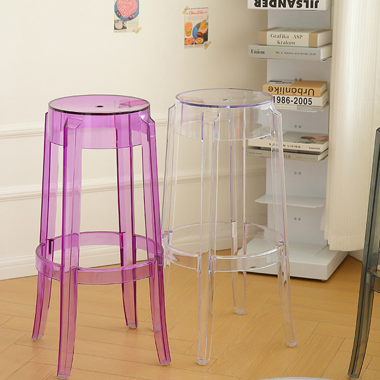 Modern Minimalist Round Plastic Bar Stool Footrest For Dining Room