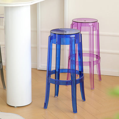 Modern Minimalist Round Plastic Bar Stool Footrest For Dining Room